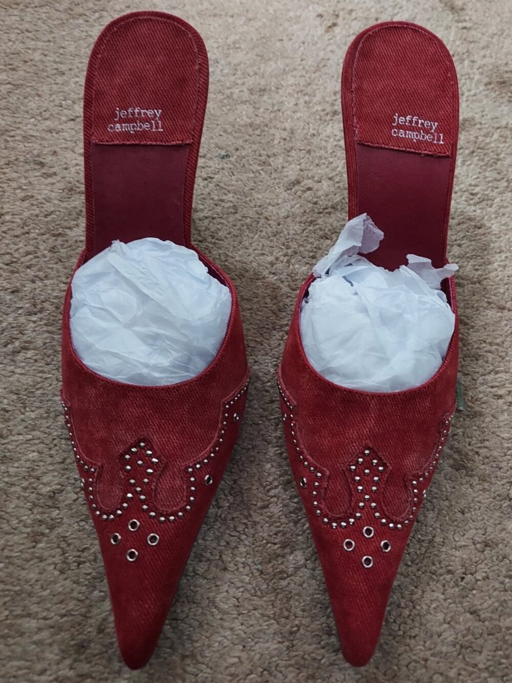Jeffrey Campbell, red mules size 9.5